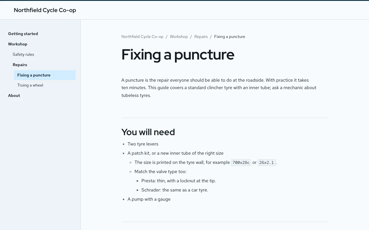 A site built with the Standard template.